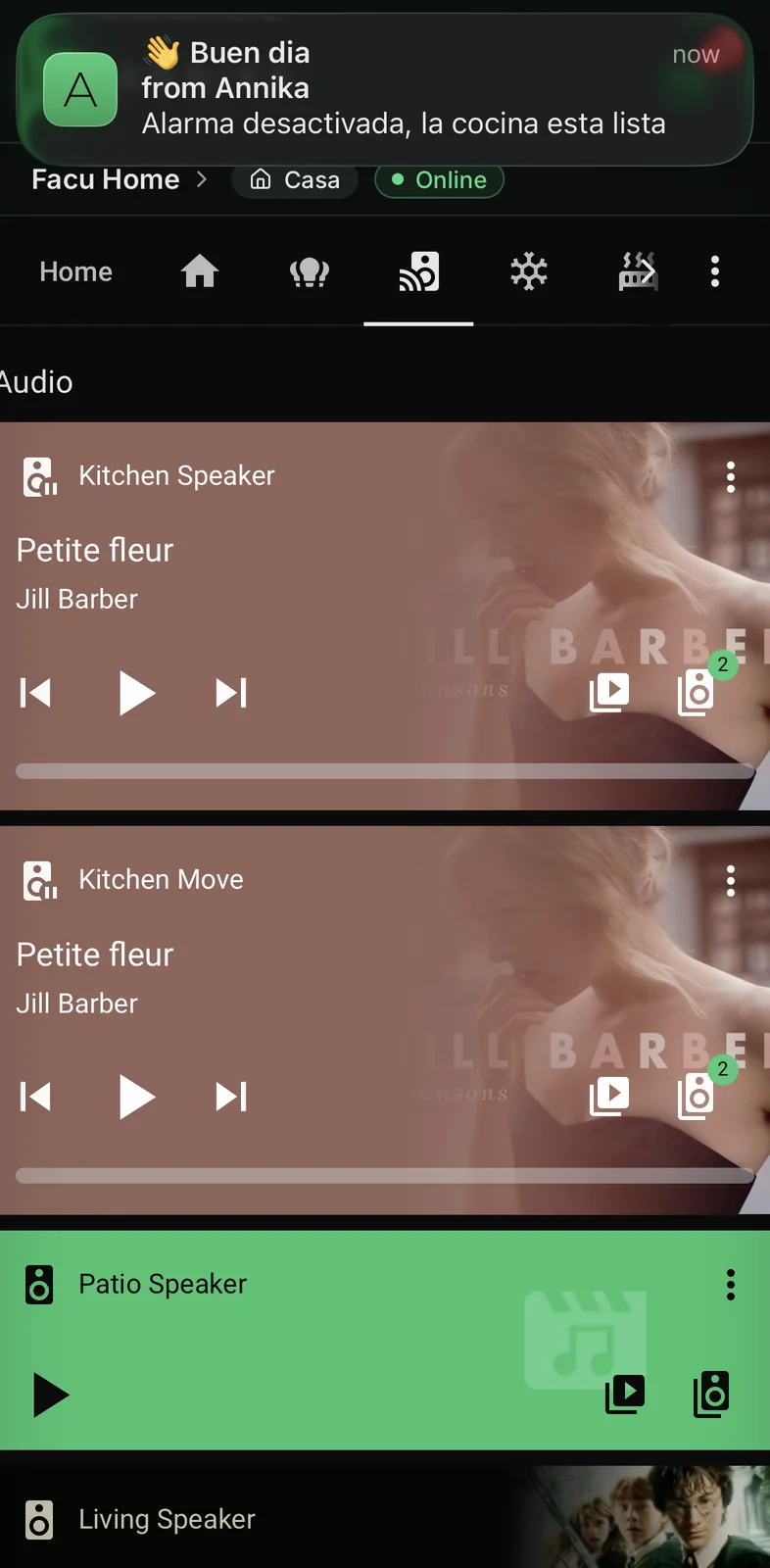 La app de Annika durante el despertar